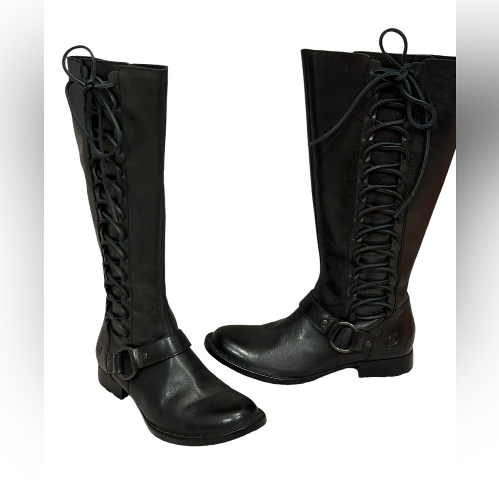 Born Estelle black leather boots size6 M